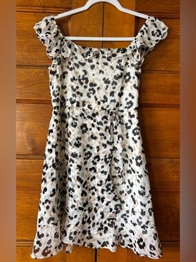Blue Rain cheetah print mini dress with ruffle details